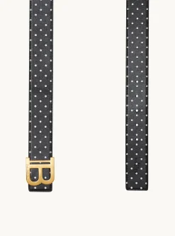 Best Reversible Calfskin B-Belt With A Polka Dots Print Women Belts