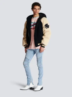 Cheap Reversible Varsity-style Puffer Jacket With Hood Outerwear