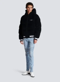 Cheap Reversible Varsity-style Puffer Jacket With Hood Outerwear