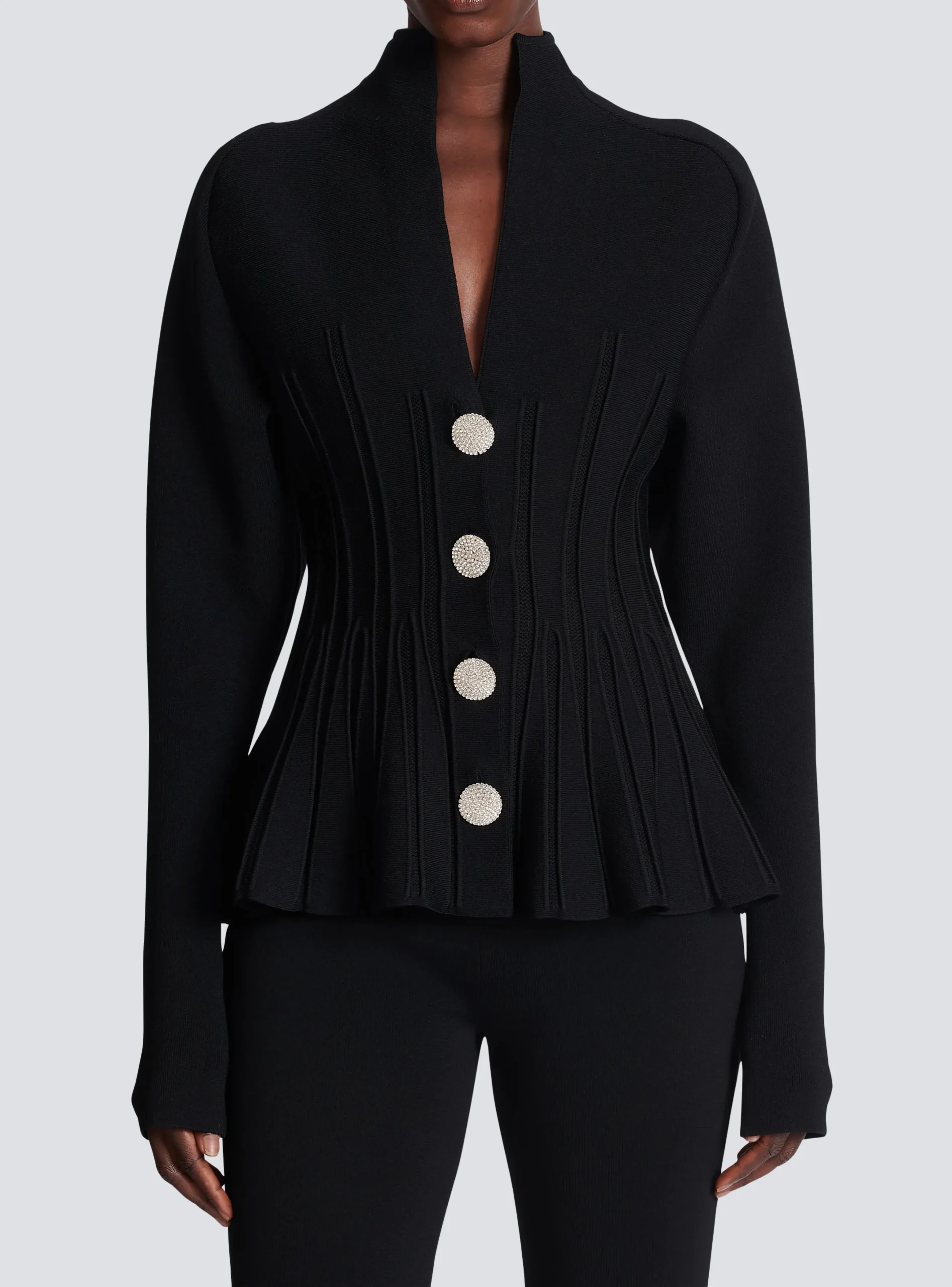 Best Sale Ribbed Knit Peplum Cardigan Women Knitwear