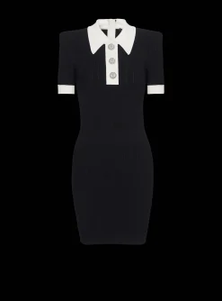 Fashion Ribbed Knit Polo Dress Women Knitwear|Dresses