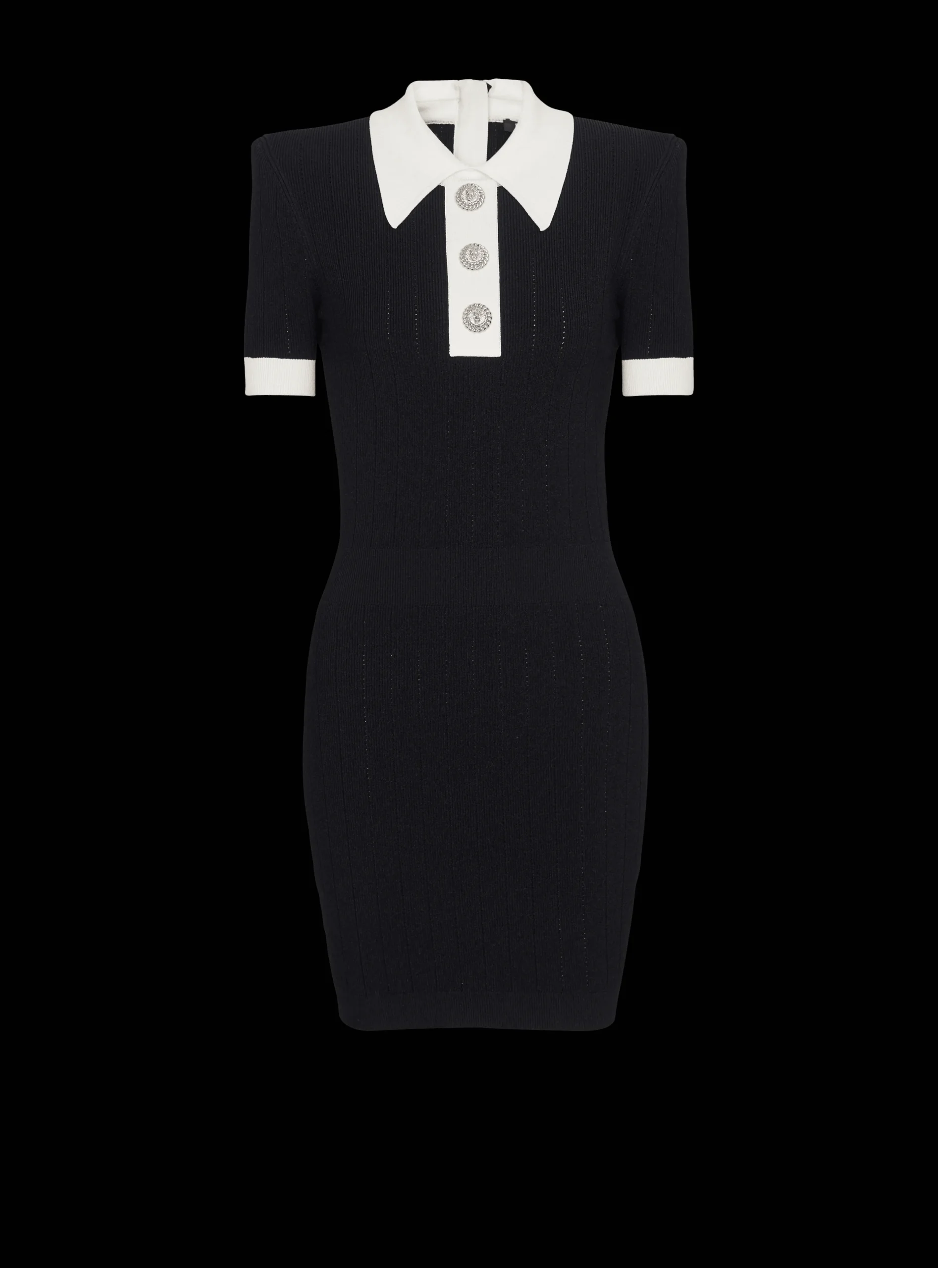 Fashion Ribbed Knit Polo Dress Women Knitwear|Dresses