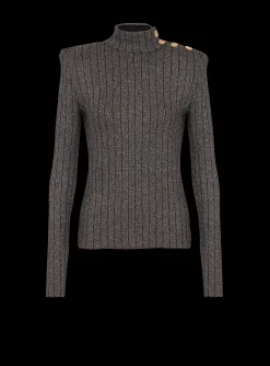 New Ribbed Lurex Knit Jumper Women Knitwear