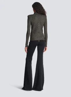New Ribbed Lurex Knit Jumper Women Knitwear