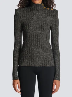 New Ribbed Lurex Knit Jumper Women Knitwear
