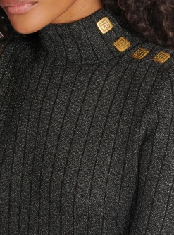 New Ribbed Lurex Knit Jumper Women Knitwear