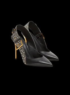 Discount Ruby Monogrammed Leather Slingbacks Women High Heels & Pumps