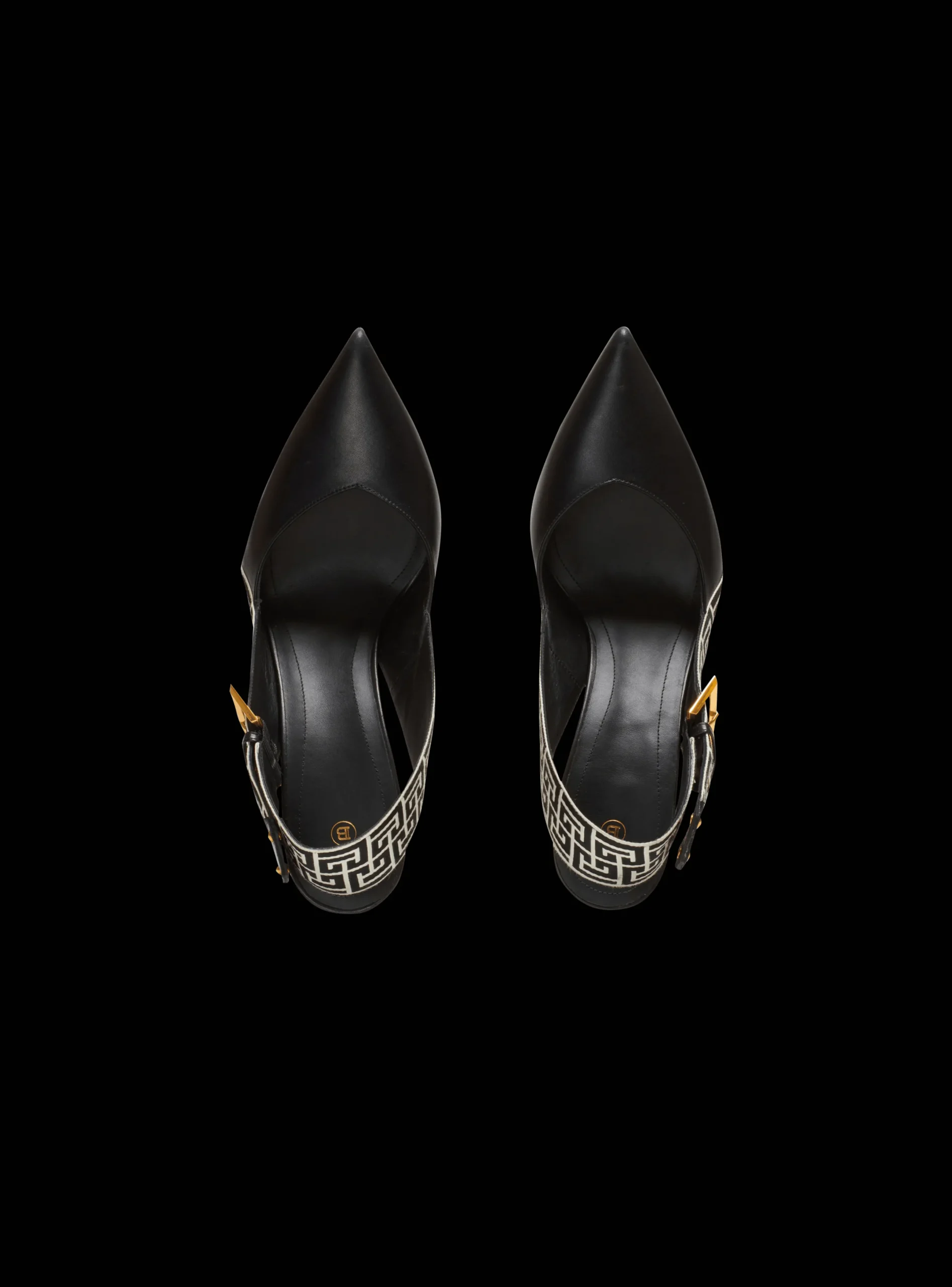 Discount Ruby Monogrammed Leather Slingbacks Women High Heels & Pumps