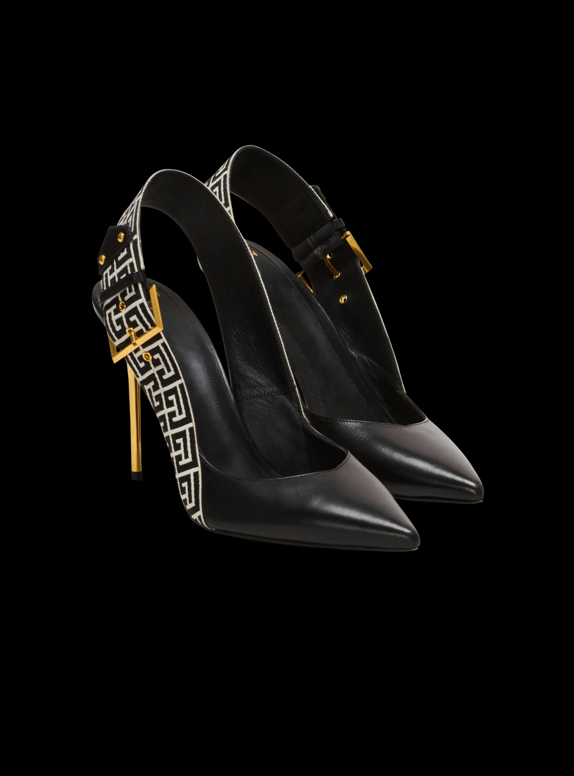 Best Sale Ruby Stiletto Slingbacks In Calfskin And PB Labyrinth Canvas Women Boots|High Heels & Pumps