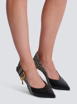 Best Sale Ruby Stiletto Slingbacks In Calfskin And PB Labyrinth Canvas Women Boots|High Heels & Pumps