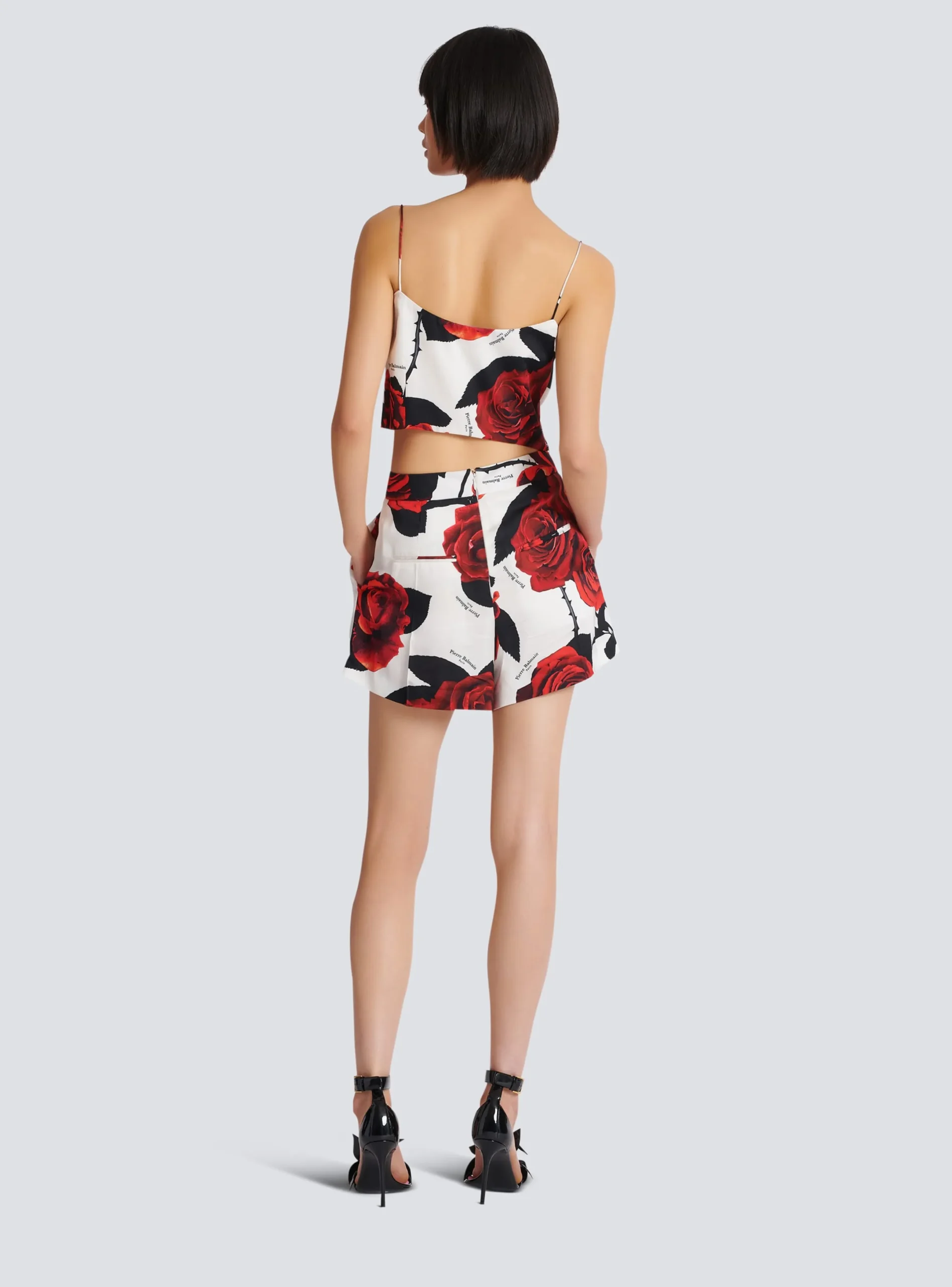 Store Satin Shorts With Roses Print Women Trousers And Shorts