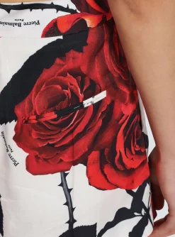 Store Satin Shorts With Roses Print Women Trousers And Shorts
