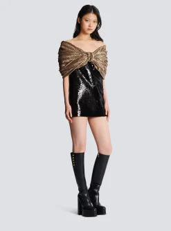 Best Sale Sequinned Dress With Oversized Bow Women Dresses