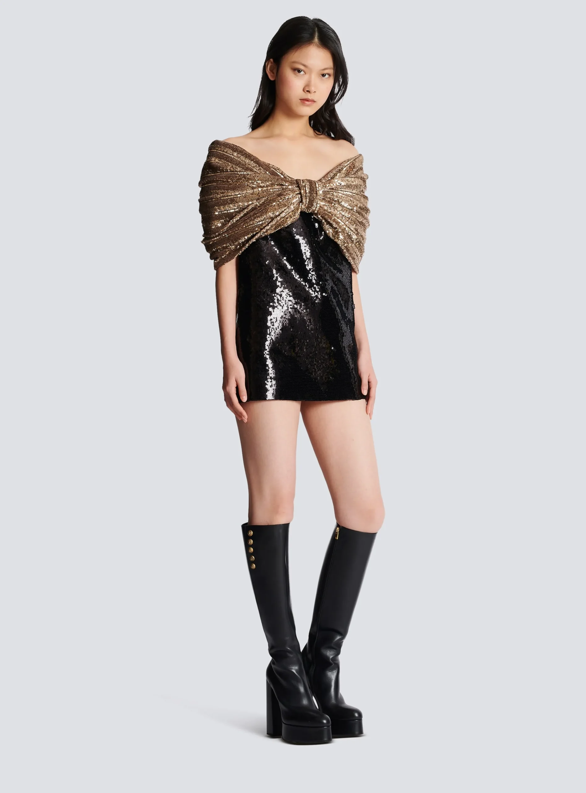 Best Sale Sequinned Dress With Oversized Bow Women Dresses