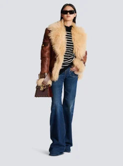 Fashion Sheepskin Aviator Jacket Women Outerwear|Outerwear