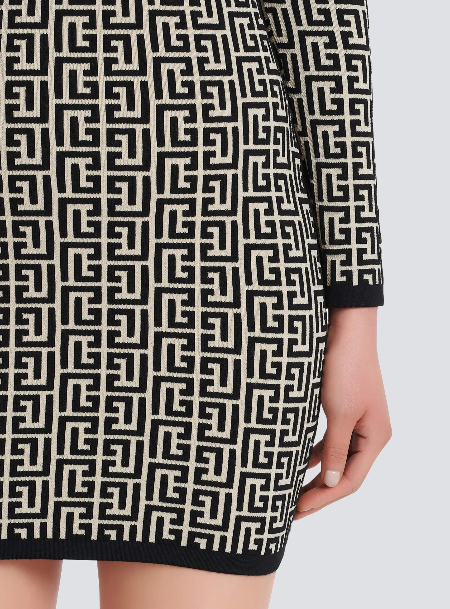Hot Short Bicolor Jacquard Dress With Monogram Women Knitwear|Dresses