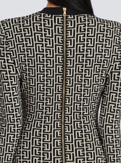 Hot Short Bicolor Jacquard Dress With Monogram Women Knitwear|Dresses