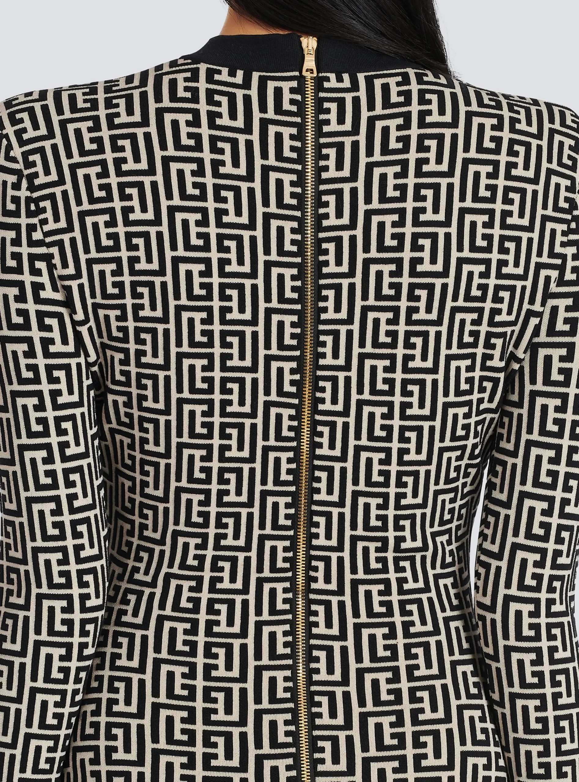 Hot Short Bicolor Jacquard Dress With Monogram Women Knitwear|Dresses
