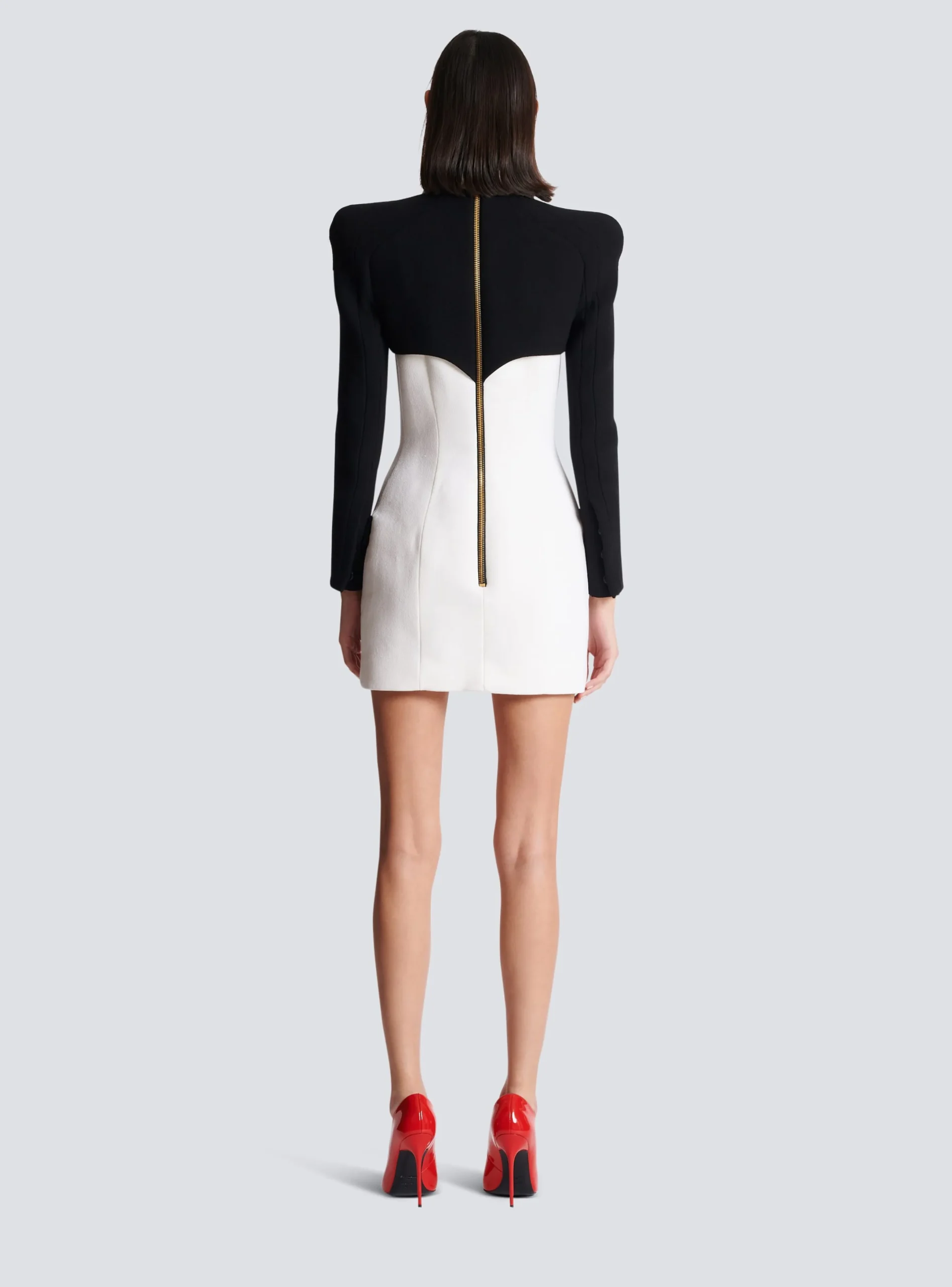 Shop Short Buttoned Crepe Dress Women Dresses