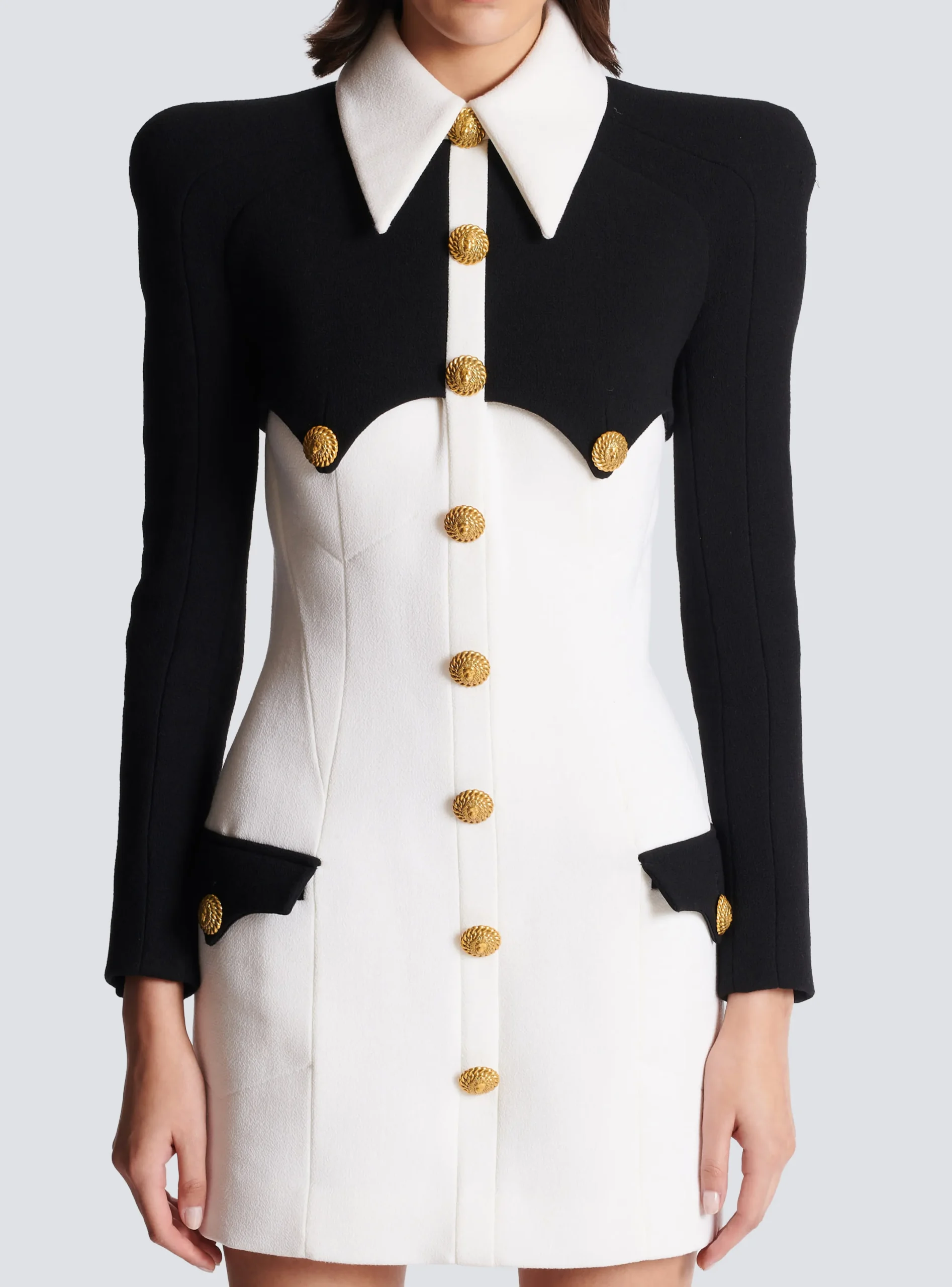 Shop Short Buttoned Crepe Dress Women Dresses