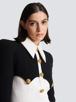 Shop Short Buttoned Crepe Dress Women Dresses