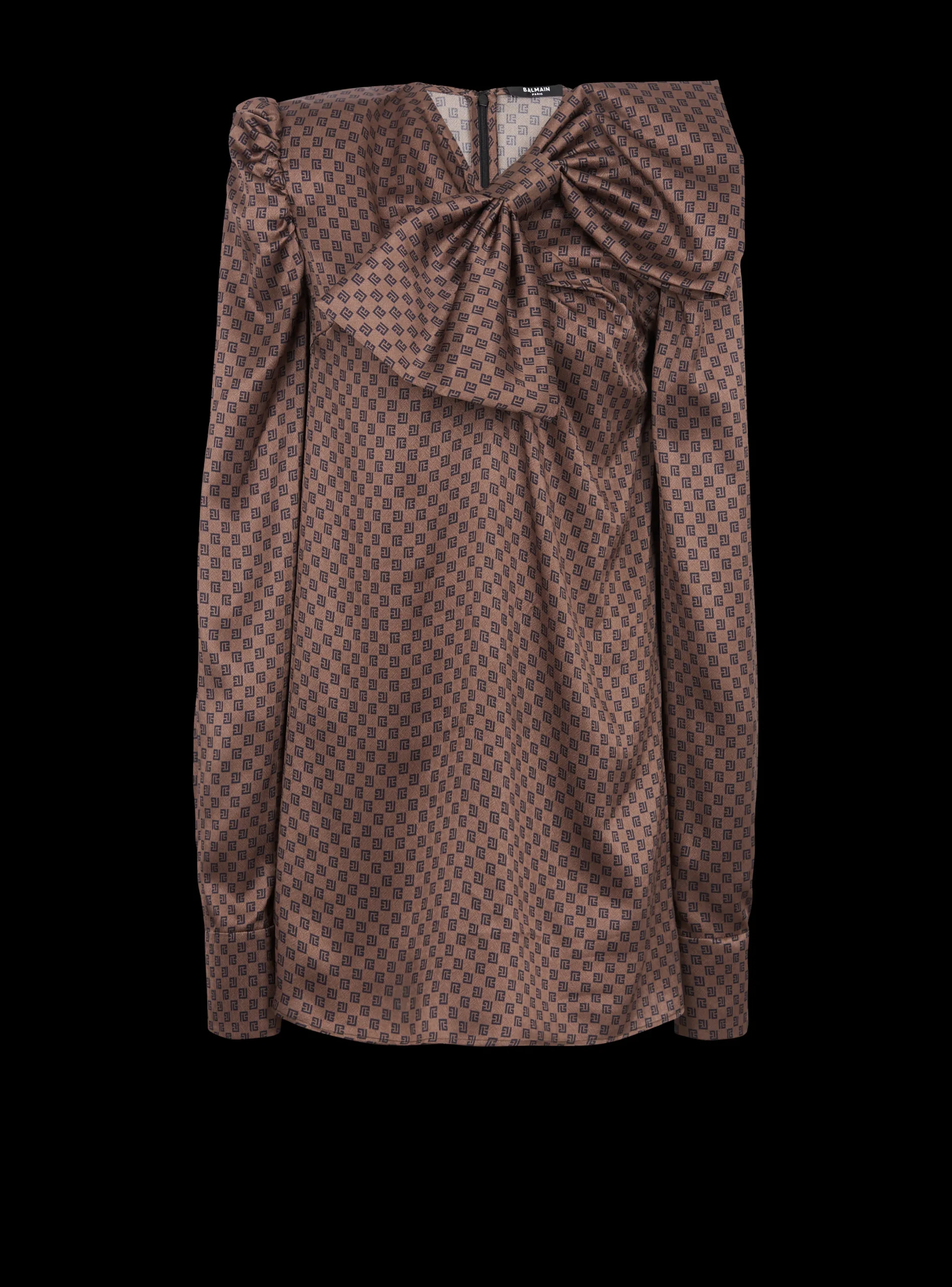 Best Short Dress With A Large Bow And Mini Monogram Print Women Dresses