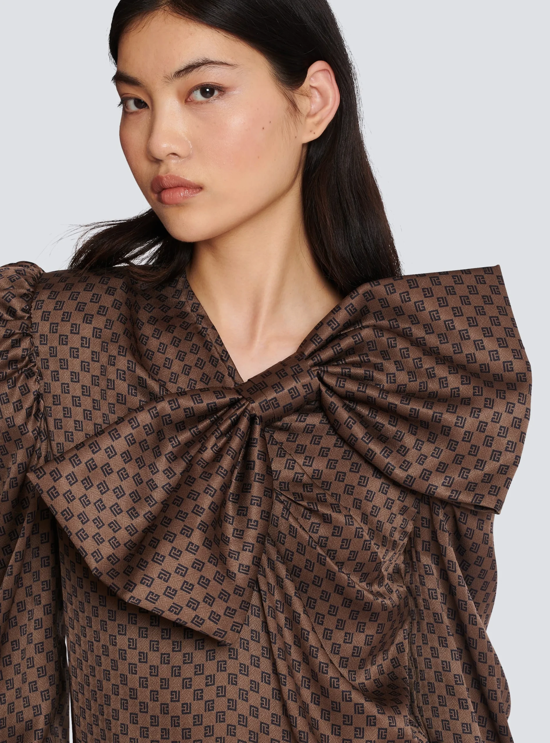 Best Short Dress With A Large Bow And Mini Monogram Print Women Dresses