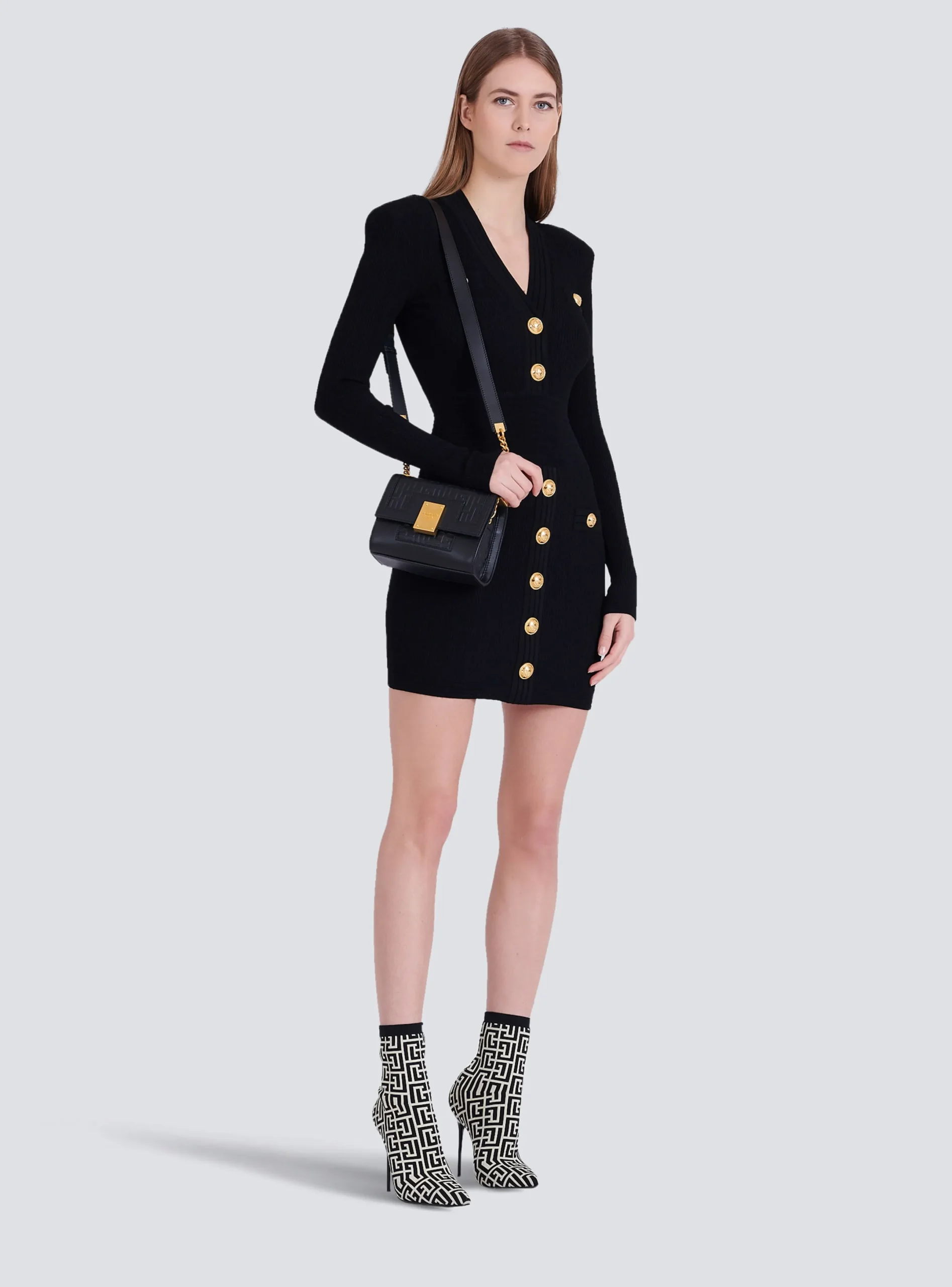 Cheap Short Eco-designed Knit Dress With Gold-tone Buttons Women Knitwear|Dresses