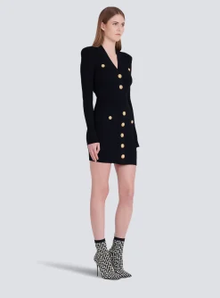 Cheap Short Eco-designed Knit Dress With Gold-tone Buttons Women Knitwear|Dresses