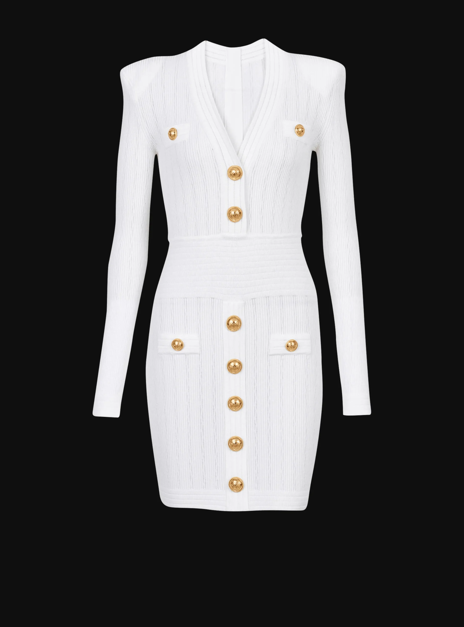 Discount Short Eco-designed Knit Dress With Gold-tone Buttons Women Dresses