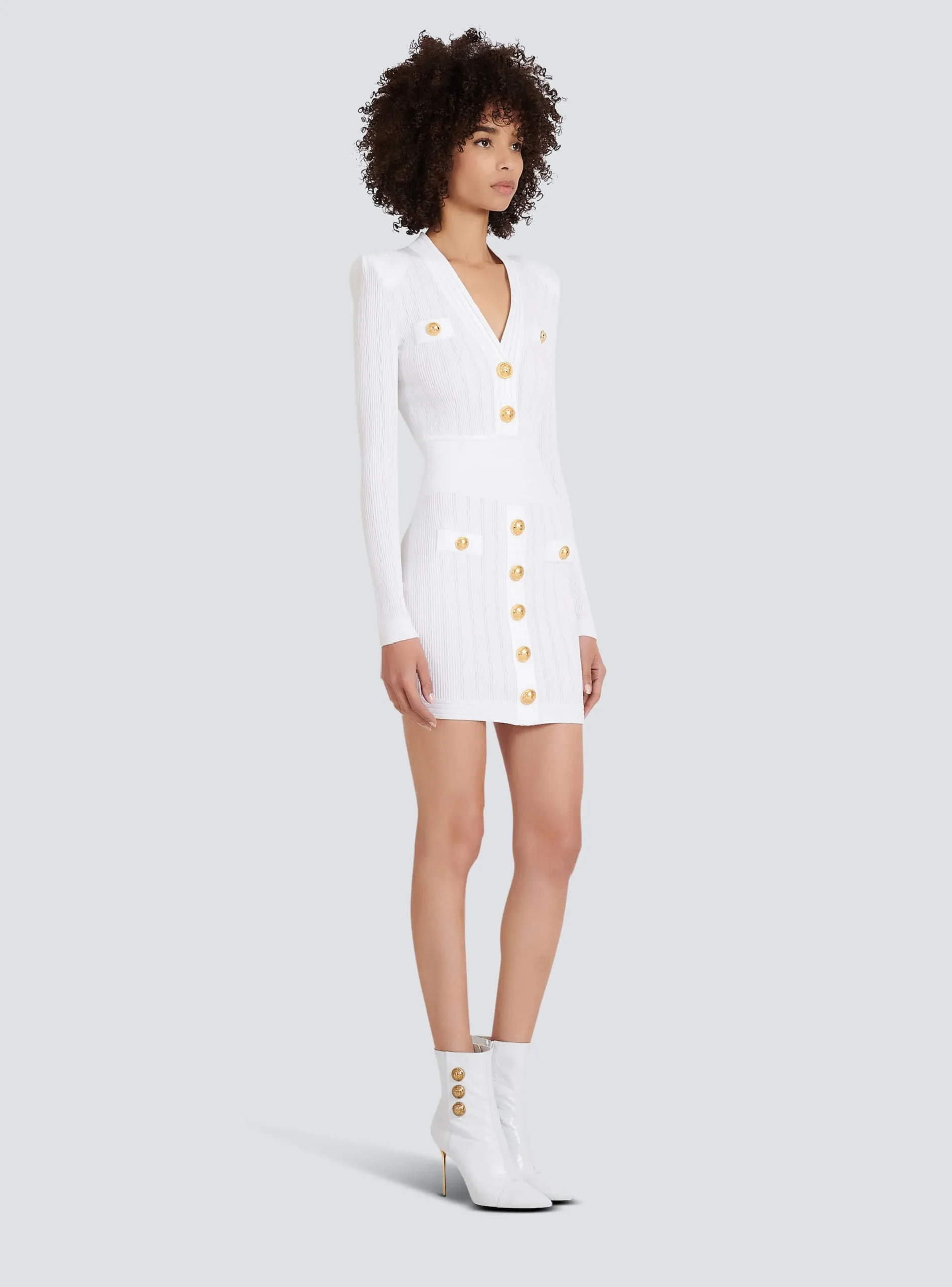 Discount Short Eco-designed Knit Dress With Gold-tone Buttons Women Dresses