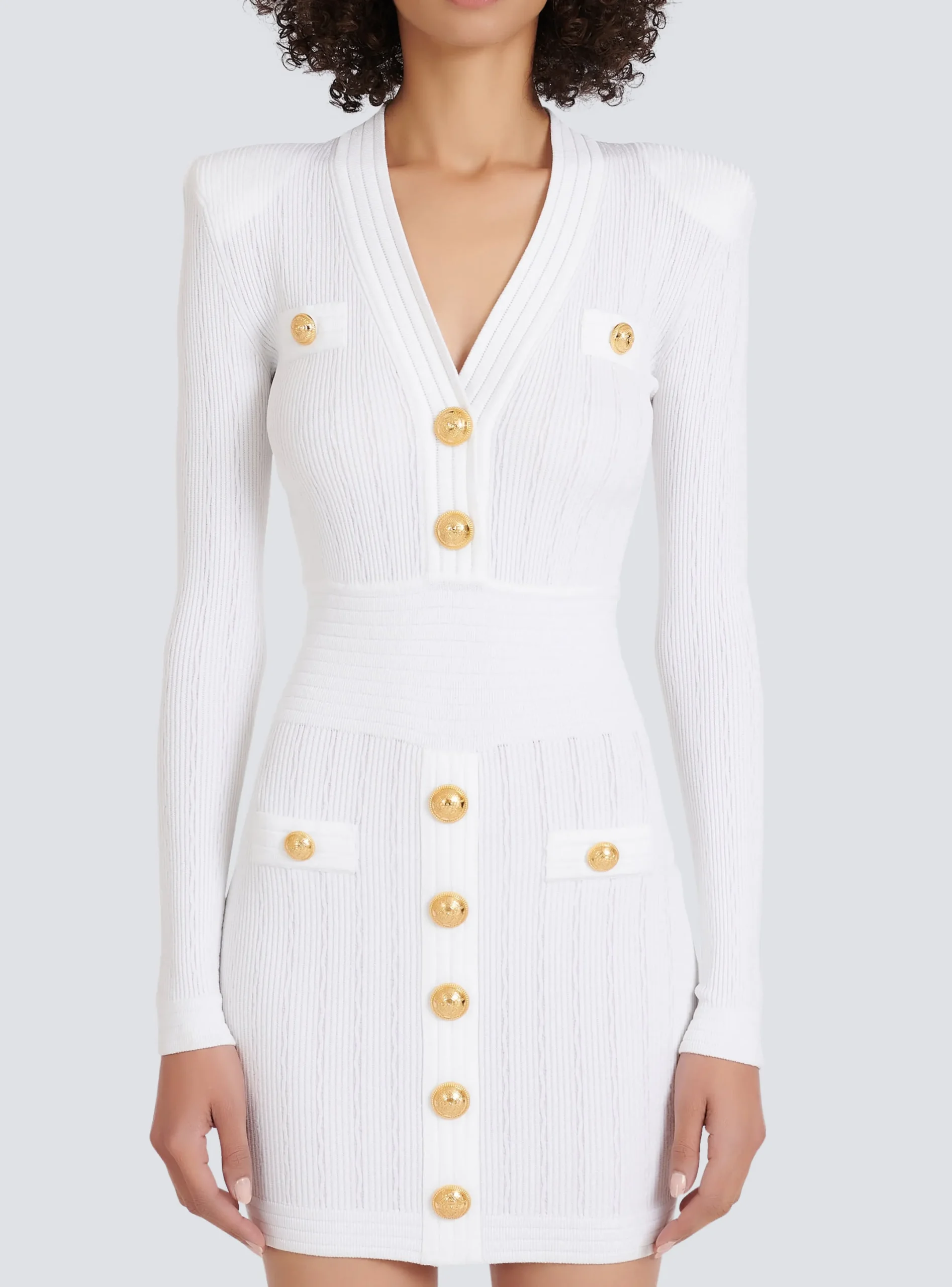 Discount Short Eco-designed Knit Dress With Gold-tone Buttons Women Dresses