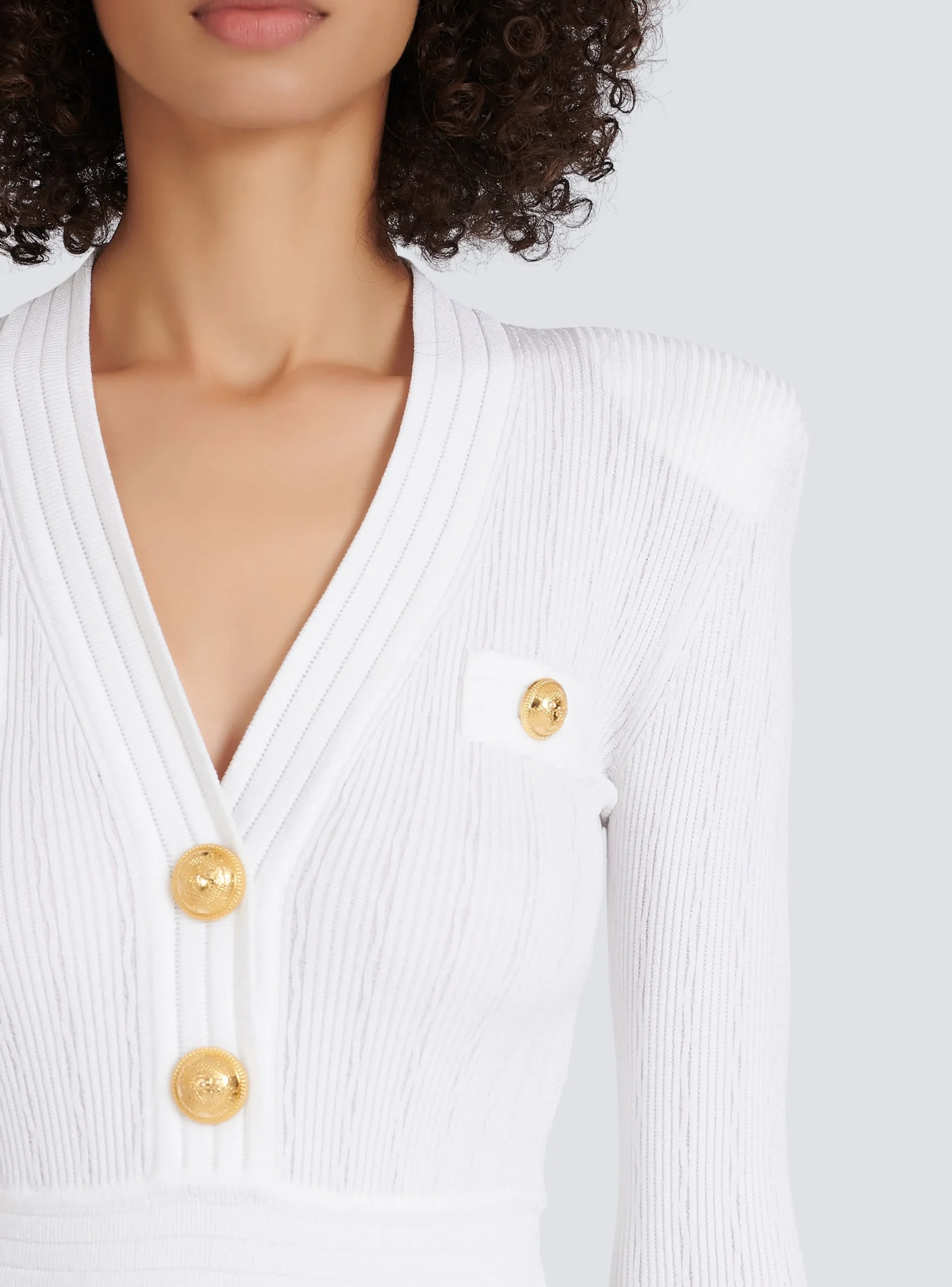 Discount Short Eco-designed Knit Dress With Gold-tone Buttons Women Dresses