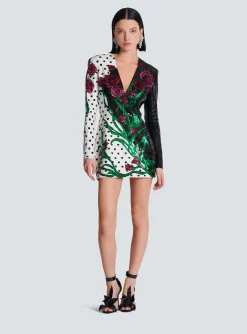Cheap Short Embroidered Roses And Polka Dots Dress Women Dresses