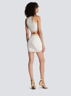 New Short Knit Skirt With Gold Trim Women Skirts|Knitwear