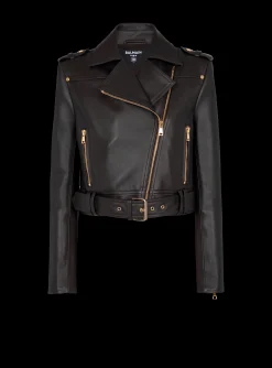 Online Short Leather Biker Jacket Women Outerwear