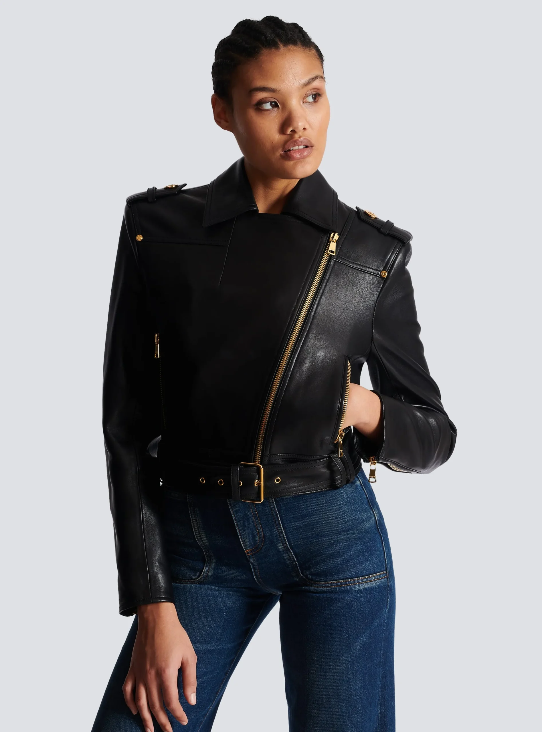 Online Short Leather Biker Jacket Women Outerwear