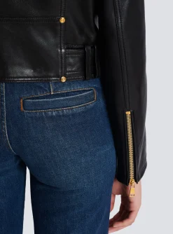 Online Short Leather Biker Jacket Women Outerwear