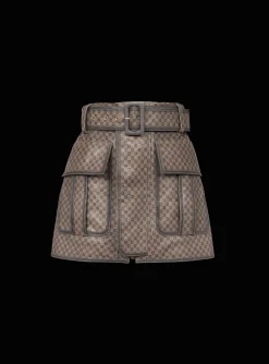 Cheap Short Leather Skirt With Mini Monogram Print Women Skirts