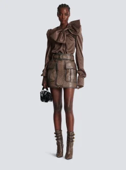 Cheap Short Leather Skirt With Mini Monogram Print Women Skirts