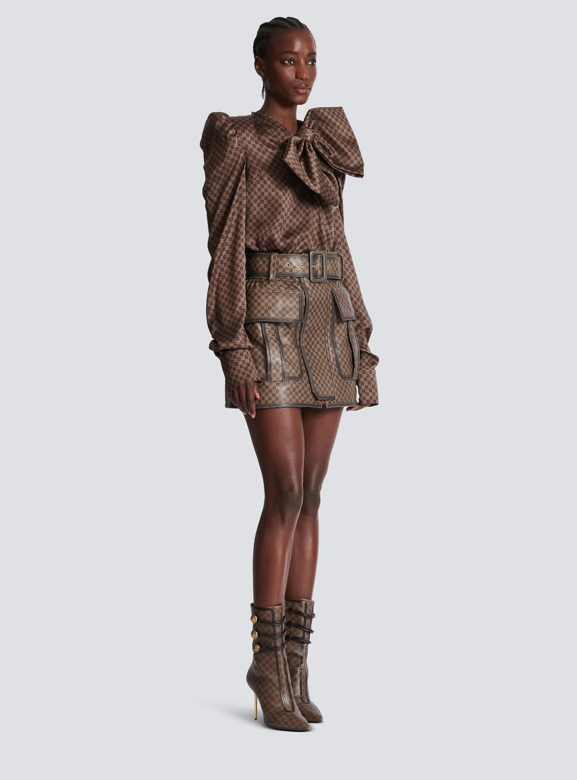 Cheap Short Leather Skirt With Mini Monogram Print Women Skirts