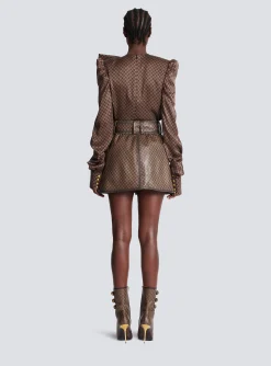 Cheap Short Leather Skirt With Mini Monogram Print Women Skirts