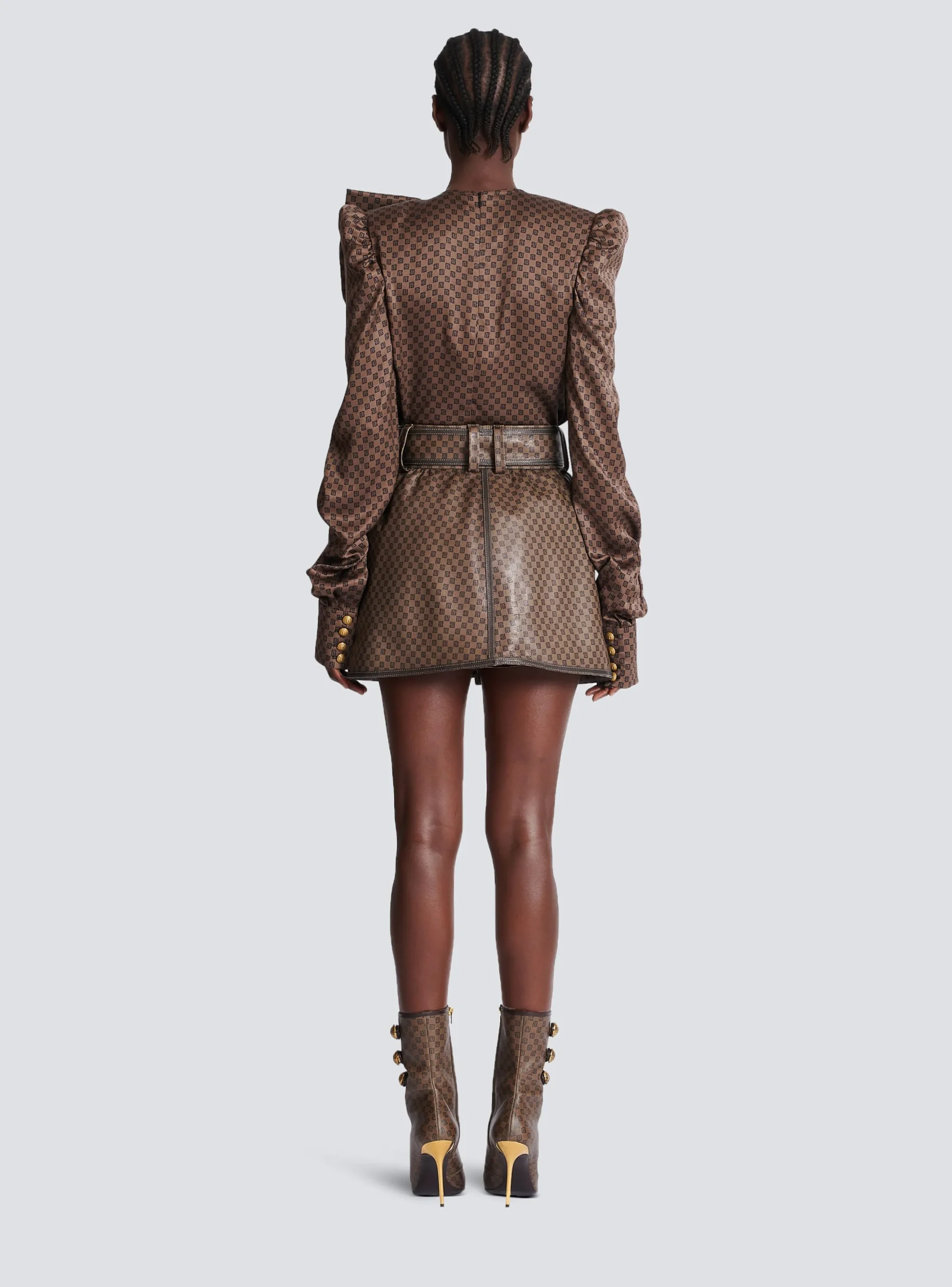 Cheap Short Leather Skirt With Mini Monogram Print Women Skirts