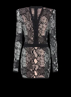 Clearance Short Snakeskin Jacquard Dress Women Dresses