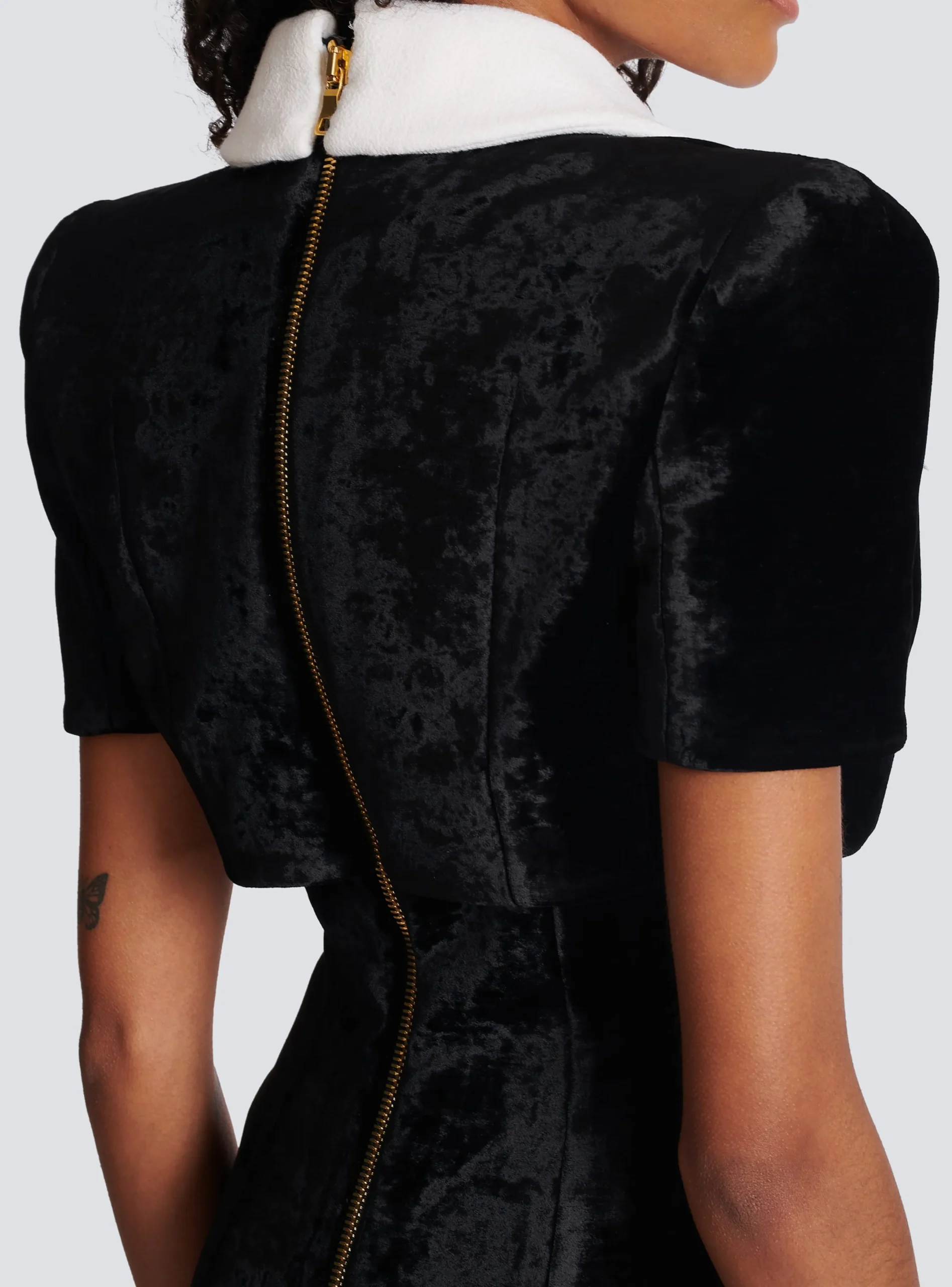 New Short Structured Dress In Velvet And Crepe Women Dresses