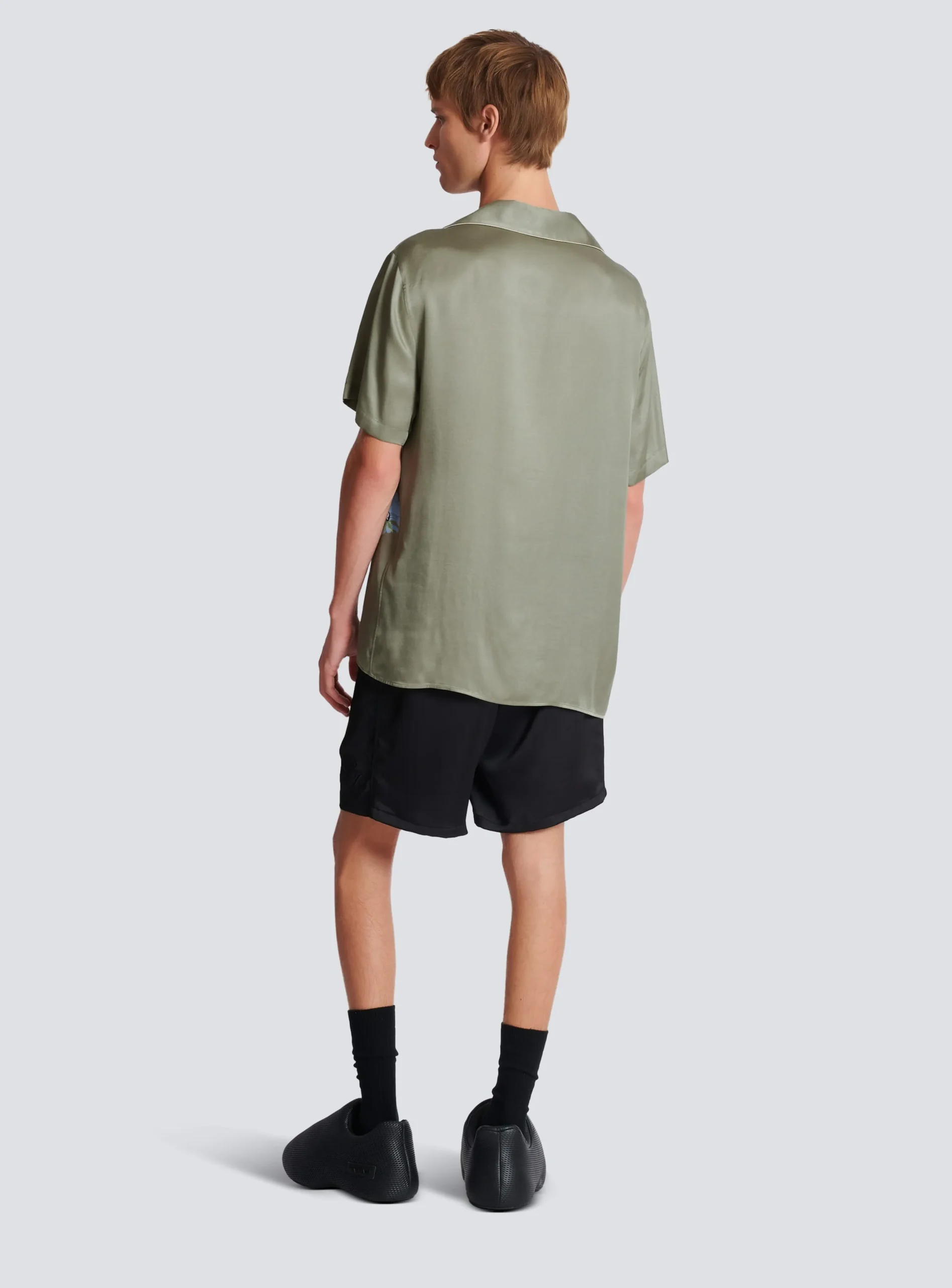 Fashion Short-sleeved Satin Shirt With Tiger Print Shirts And Polos