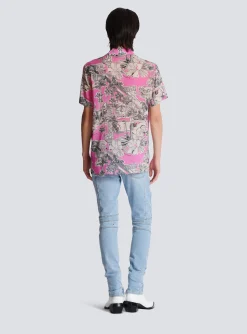 Discount Short-sleeved Silk Pyjama Shirt With Miami Print Shirts And Polos