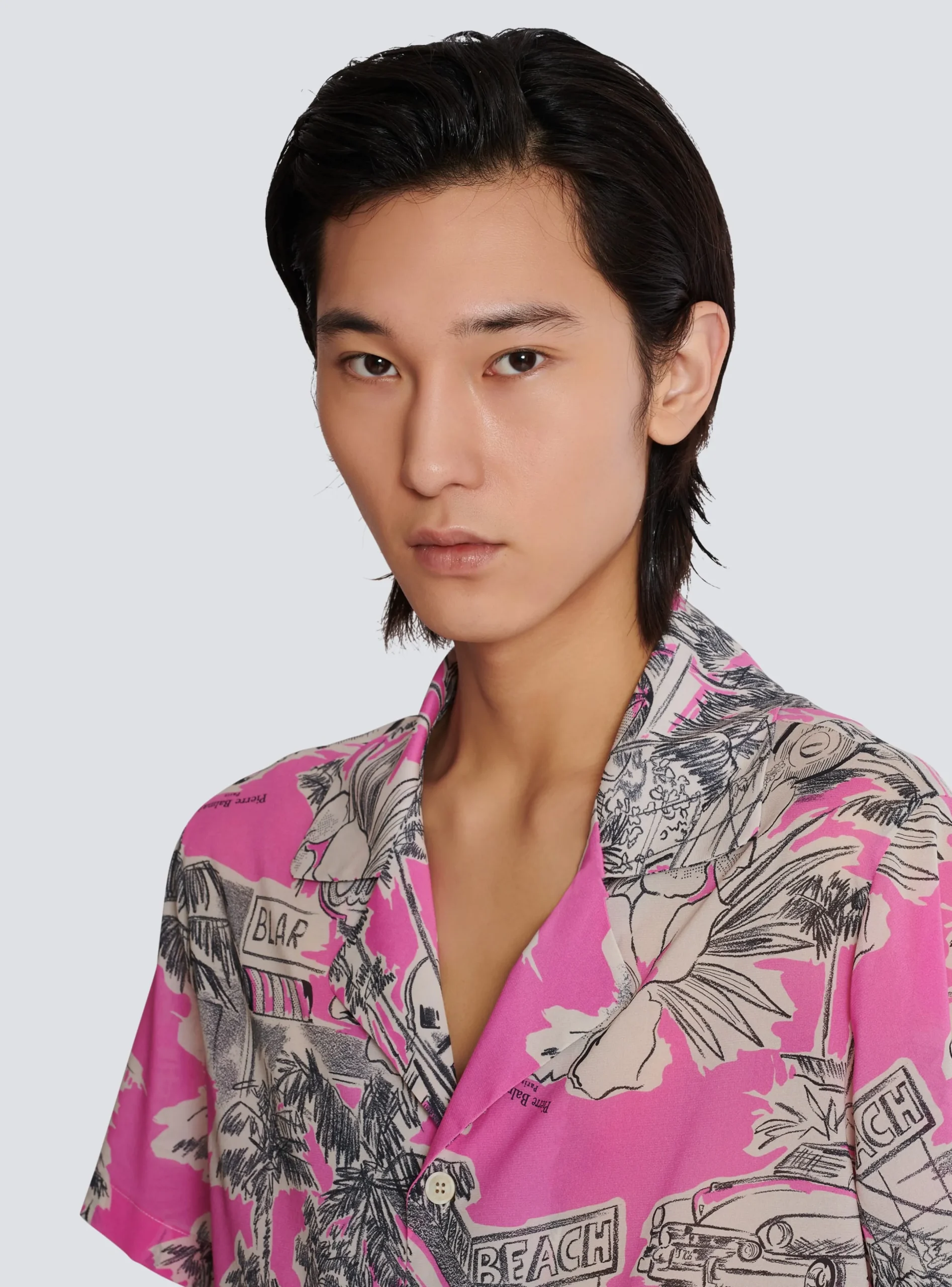 Discount Short-sleeved Silk Pyjama Shirt With Miami Print Shirts And Polos