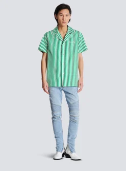 Flash Sale Short-sleeved Striped Cotton Pyjama Shirt Shirts And Polos