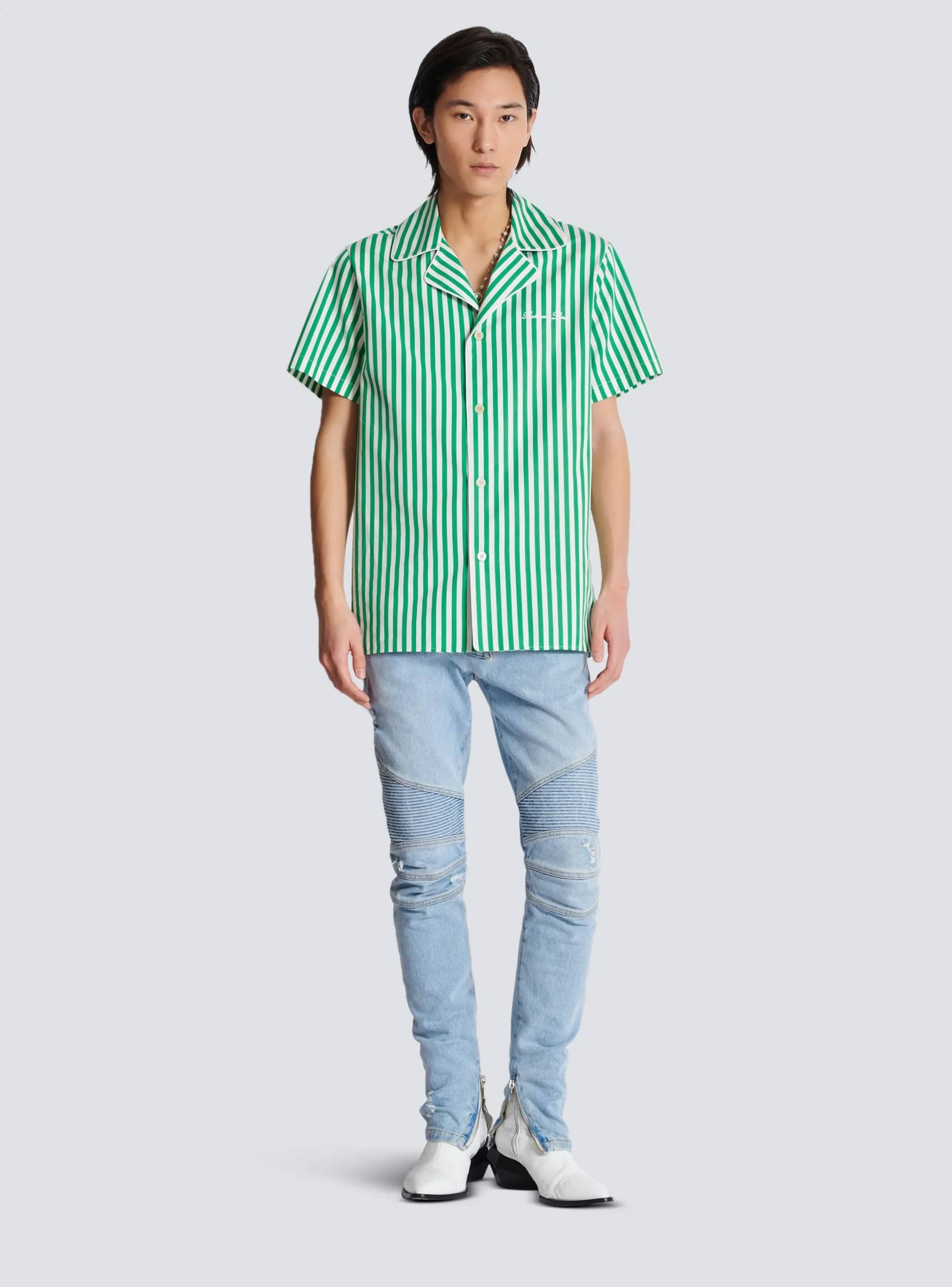Flash Sale Short-sleeved Striped Cotton Pyjama Shirt Shirts And Polos